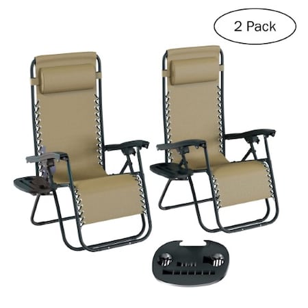Hastings Home Set of 2 Zero Gravity Chairs, Beige 444476HYA